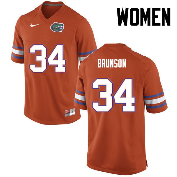 Florida Gators Women #34 Lacedrick Brunson College Football Orange